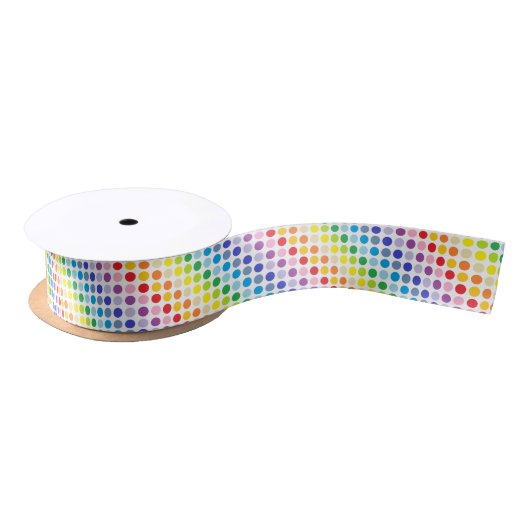 Breder spectrum Rainbow Polka Dots Satijnen Lint (Spoel)