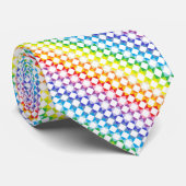 Breder spectrum Rainbow White Diamonds Stropdas (Opgerold)