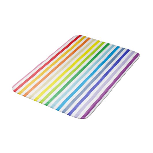 Breder spectrum regenboog en witte strepen badmat (Gekanteld)