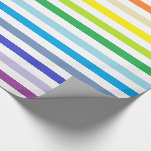 Breder spectrum regenboog en witte strepen cadeaupapier (Hoek)