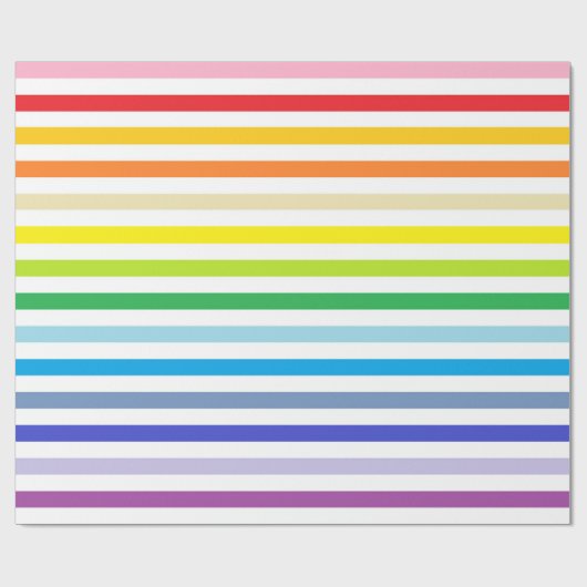 Breder spectrum regenboog en witte strepen cadeaupapier (Vlak)