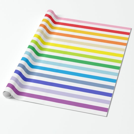 Breder spectrum regenboog en witte strepen cadeaupapier (Uitgerold)
