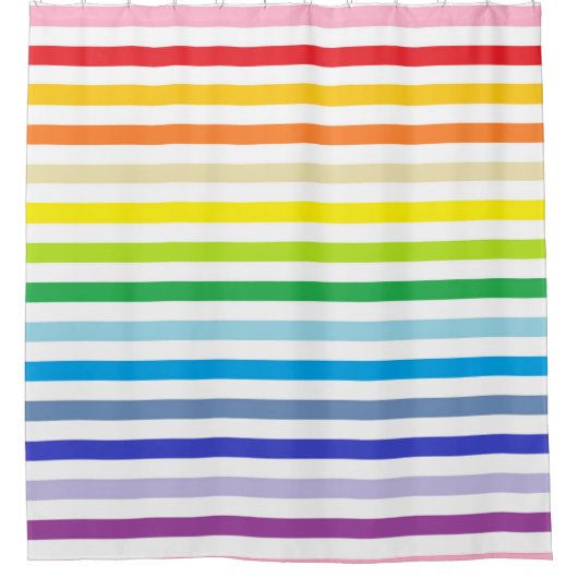 Breder spectrum regenboog en witte strepen douchegordijn (Voorkant)