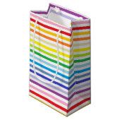 Breder spectrum regenboog en witte strepen klein cadeauzakje (Voorkant Gekanteld)