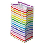 Breder spectrum regenboog en witte strepen klein cadeauzakje (Achterkant Gekanteld)