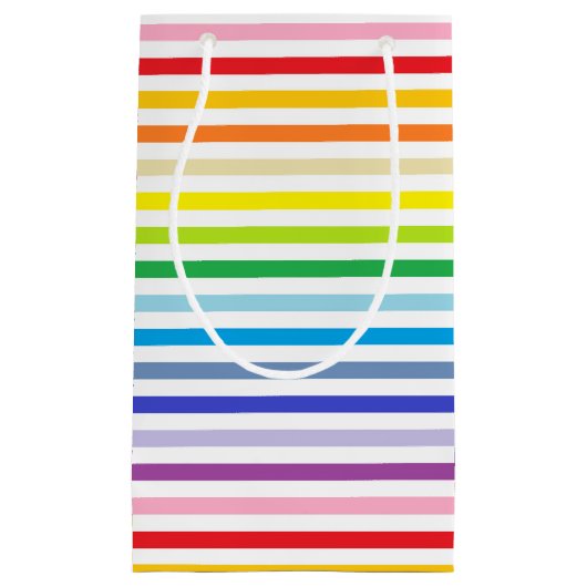Breder spectrum regenboog en witte strepen klein cadeauzakje (Voorkant)