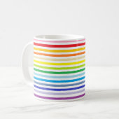 Breder spectrum regenboog en witte strepen koffiemok (Voorkant links)