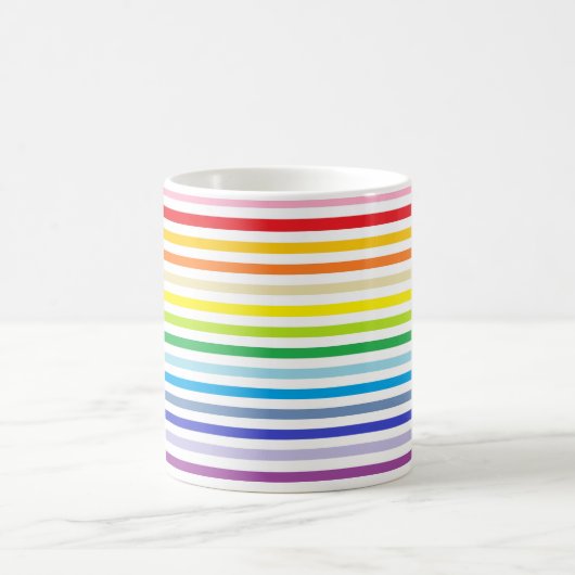Breder spectrum regenboog en witte strepen koffiemok (Center)
