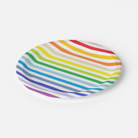 Breder spectrum regenboog en witte strepen papieren bordje (Gekanteld)