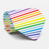 Breder spectrum regenboog en witte strepen stropdas (Opgerold)