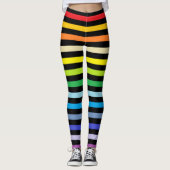 Bredere spectrumregenboog en zwarte strepen leggings (Voorkant)