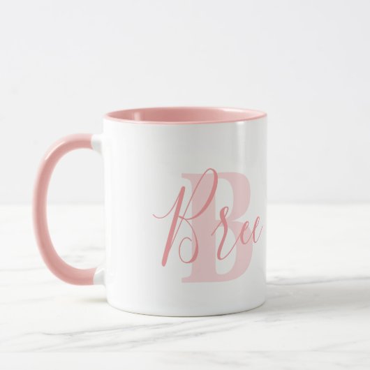 Bree name meaning and monogram soft pink text mok (Links)