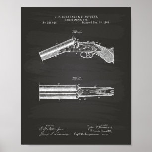 Breech Loading Pistool 1883 Patent Art - Chalkboar Poster