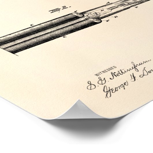 Breech Loading Pistool 1883 Patent Art - Old Peper Poster (Hoek)