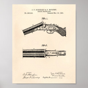 Breech Loading Pistool 1883 Patent Art - Old Peper Poster