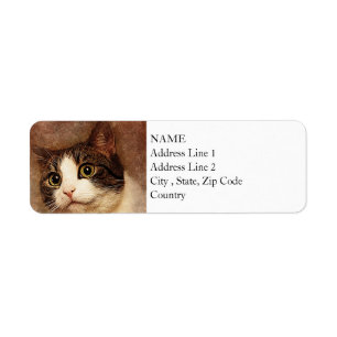 Breed beeld Kat portret   ABSTRACT   WATERVERF Etiket