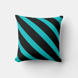 Breed Blauwgroen en zwart diagonaal Stripes Patroo Kussen