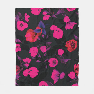 Breed bloemig, gestileerd tulpenpatroon. fleece deken