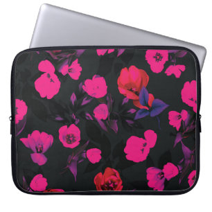 Breed  bloemig, gestileerd tulpenpatroon. laptop sleeve