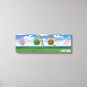 Breed canvas print vier seizoenen digitale kunst