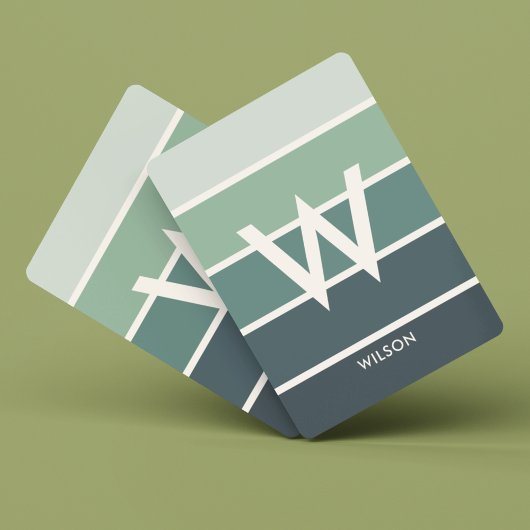Breed Diep Groen Gradiënt Gestreept Monogram Perso Pokerkaarten