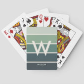 Breed Diep Groen Gradiënt Gestreept Monogram Perso Pokerkaarten (Achterkant)