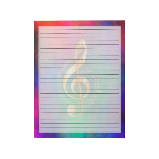 Breed gereguleerd Gold Music Treble Clef Helderkle Notitieblok (Linkerzijde)