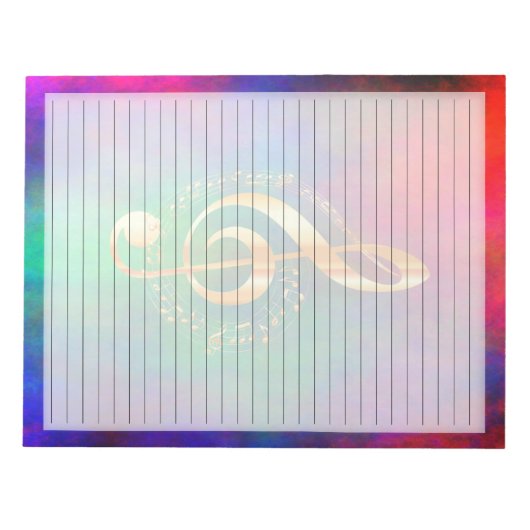 Breed gereguleerd Gold Music Treble Clef Helderkle Notitieblok (Voorkant)