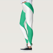 Breed groen en wit diagonaal streep leggings (Links)