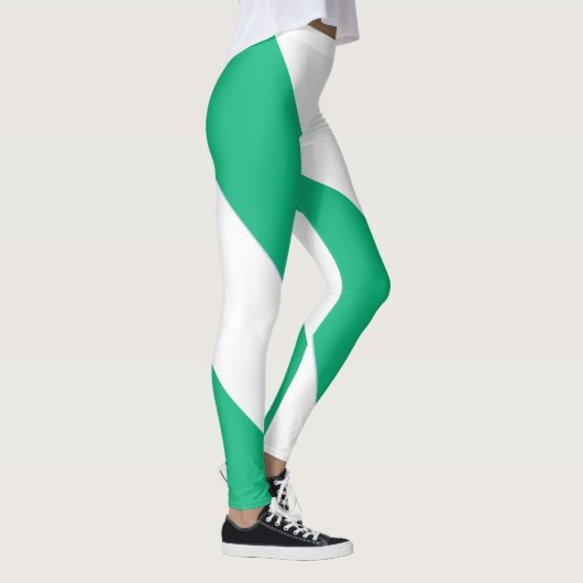 Breed groen en wit diagonaal streep leggings (Rechts)
