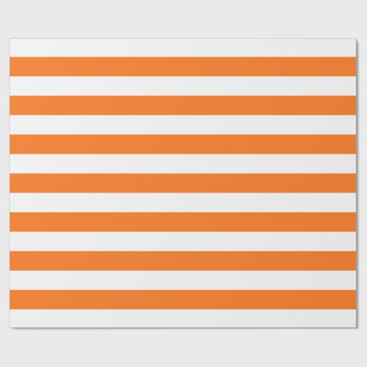Breed Halloween Oranje en White Striped Patroon Cadeaupapier (Vlak)