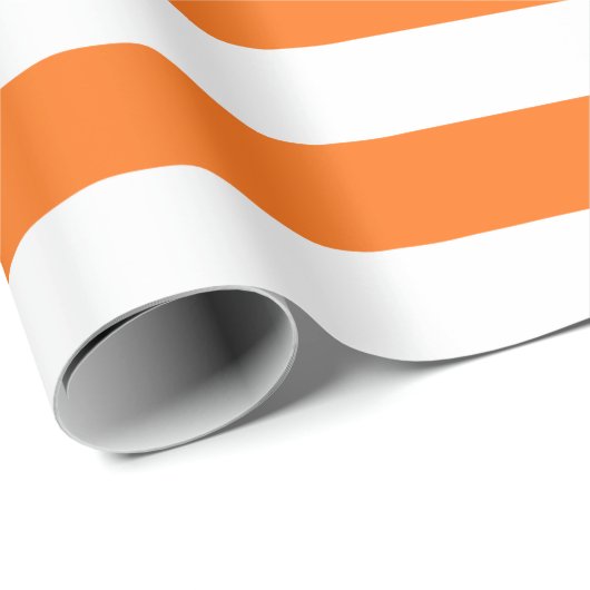 Breed Halloween Oranje en White Striped Patroon Cadeaupapier (Rol Hoek)