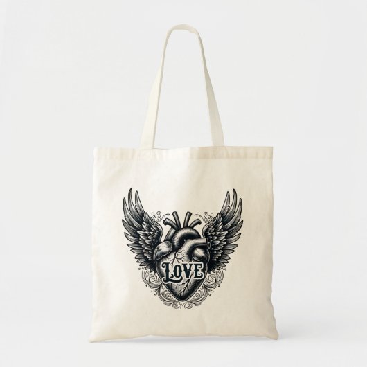 Breed hart tote bag (Voorkant)