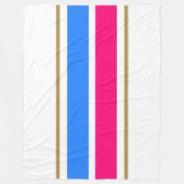 Breed Helderblauw Snoep Roze Wit Racing Stripes Fleece Deken (Voorkant)