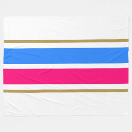 Breed Helderblauw Snoep Roze Wit Racing Stripes Fleece Deken