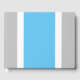 Breed hemelsblauw wit racestreepjes op lichtgrijs gastenboek