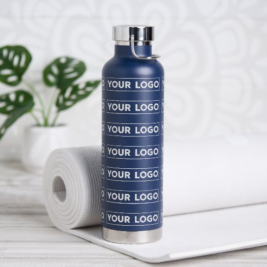 Breed logo herhalingspatroon Navy Waterfles (Yoga)