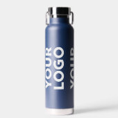 Breed Logo Patroon op blauw Waterfles (Voorkant)