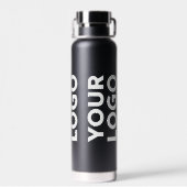 Breed Logo Patroon op zwart Waterfles (Achterkant)