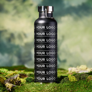Breed logo patroon Zwart Waterfles