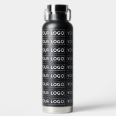 Breed logo patroon Zwart Waterfles (Voorkant)