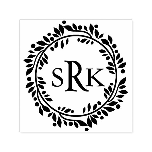 Breed met monogram  zelfinktende stempel (Design)