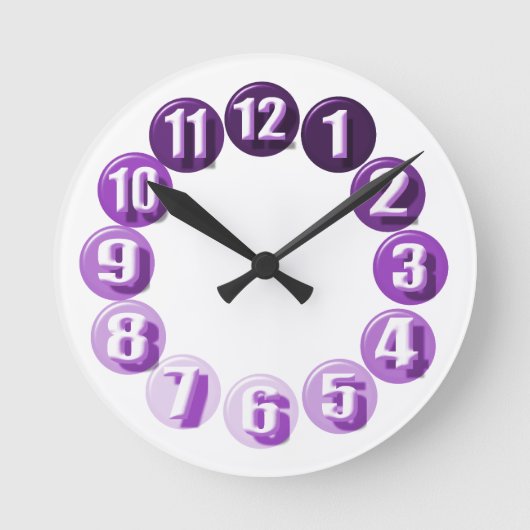 Breed Numbers/Purple Ronde Klok (Voorkant)