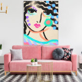 Breed Ogen Abstract Digitaal Portret van een Vrouw Canvas Afdruk (Insitu (Woonkamer))
