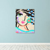 Breed Ogen Abstract Digitaal Portret van een Vrouw Canvas Afdruk (Insitu (Houten vloer))