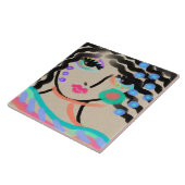 Breed Ogen Abstract Digitaal Portret van een Vrouw Tegeltje (Zijkant)