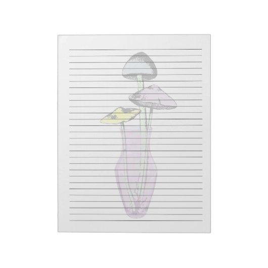 Breed papier - Pastel paddenstoelen in Vase Boho Notitieblok (Linkerzijde)