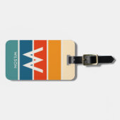 Breed Retro Gestreept Monogram Persoonlijk Bagagelabel (Voorkant horizontaal)