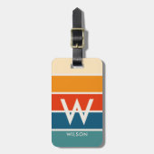 Breed Retro Gestreept Monogram Persoonlijk Bagagelabel (Voorkant verticaal)