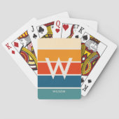 Breed Retro Gestreept Monogram Persoonlijk Pokerkaarten (Achterkant)